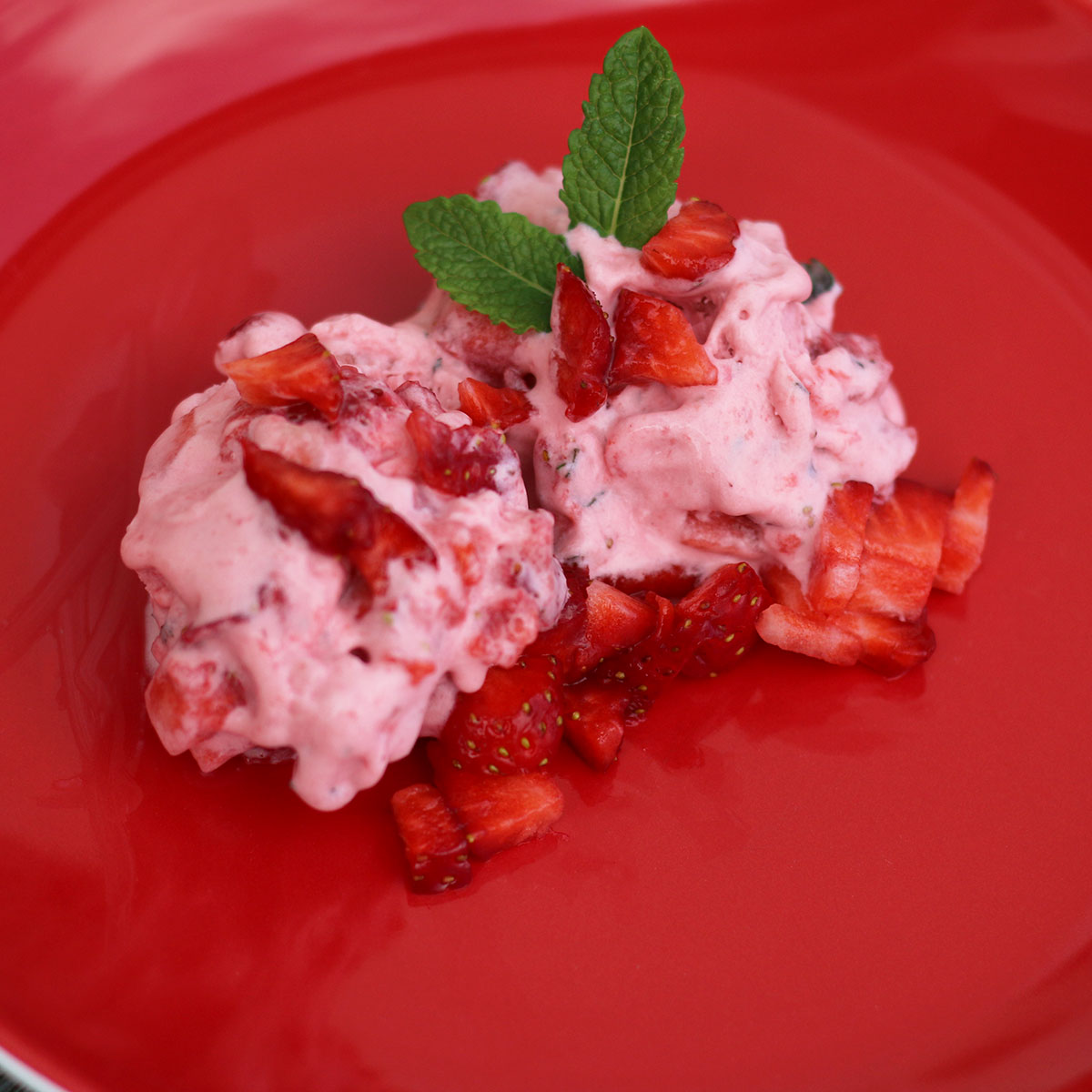 Erdbeer-Joghurt-Eis mit Minze